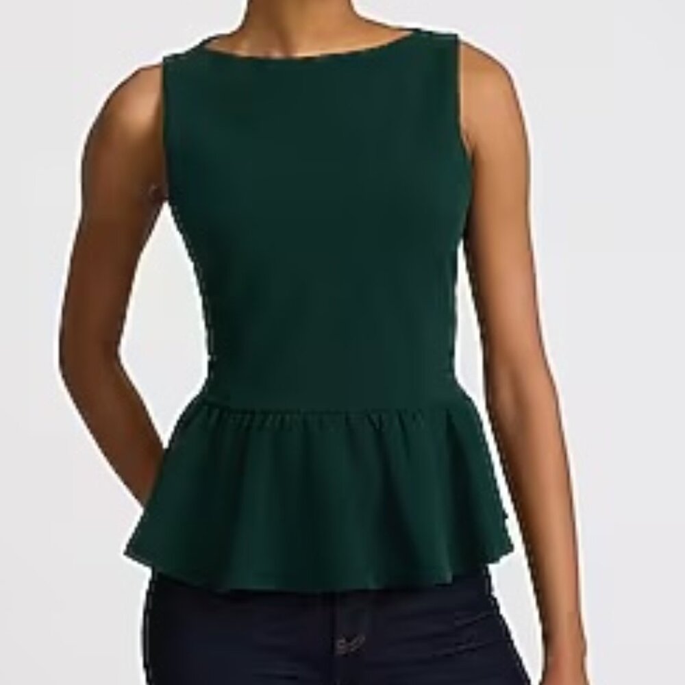 Express Crepe Boat Neck Peplum Tank